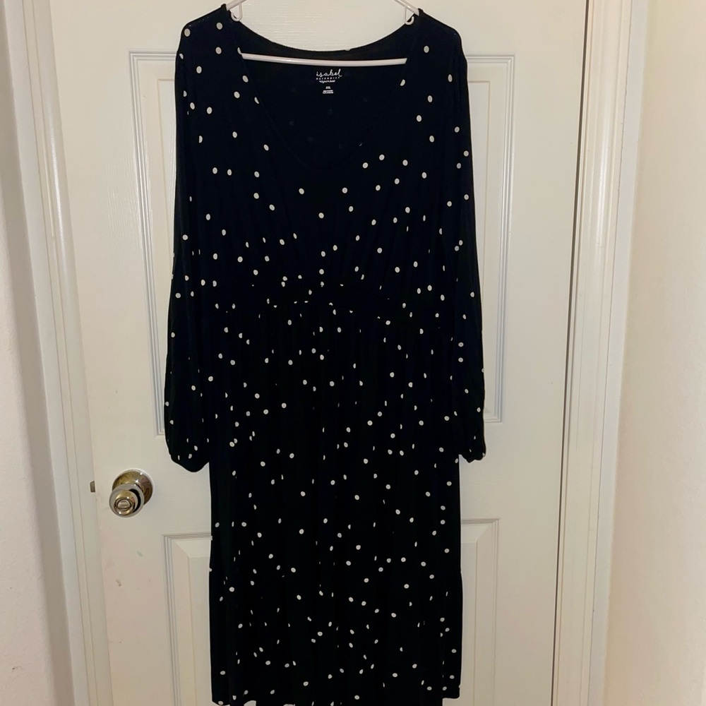 Ingrid & Isabel Maternity Black Dress with White Polka Dots